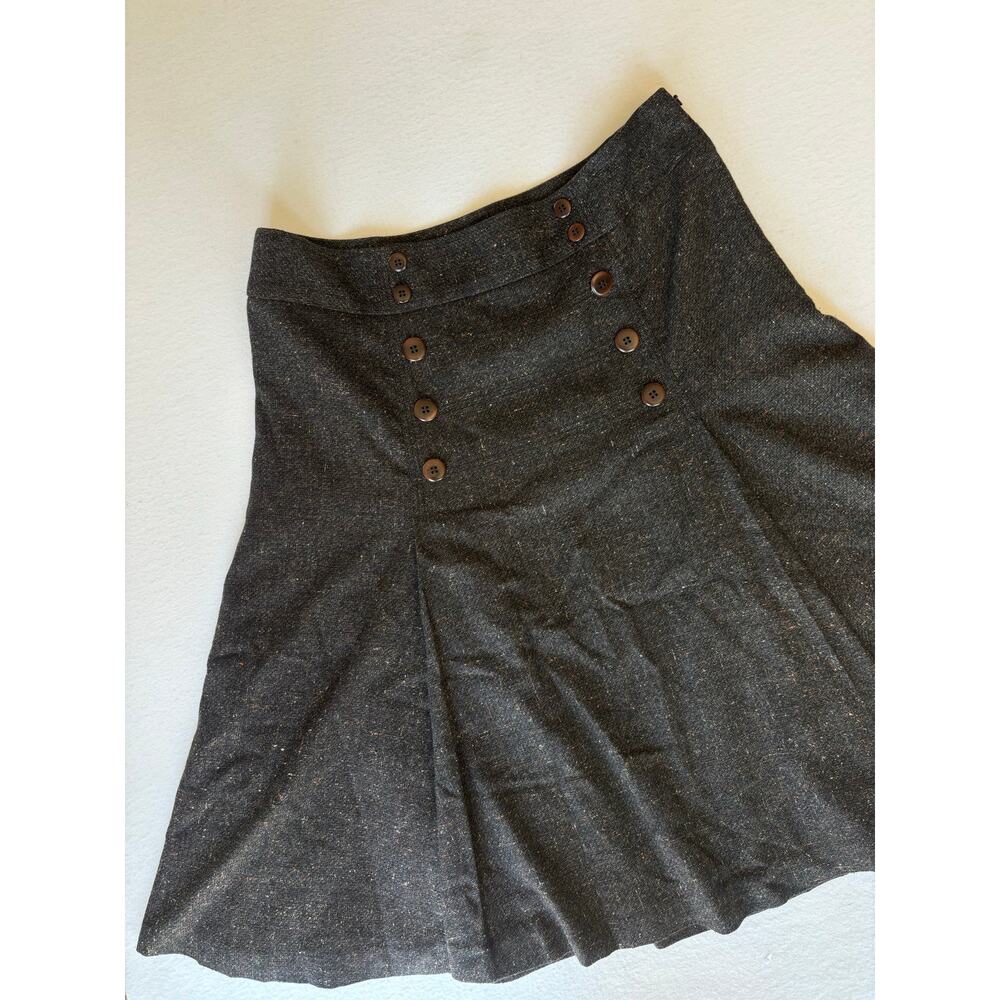 Vintage Y2K Etcetera Pleated Wool Silk Skirt Womens Size 8 Gray Dark Academia
